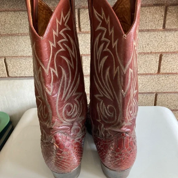 Vintage Dan Post Snakeskin and Leather Cowboy Boots Men’s Size 11D